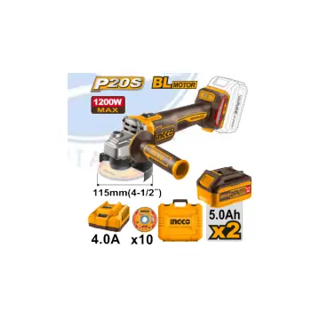 Amoladora 20V BL- 1200w-3000-6000- 9000rpm con 2 baterias 5a y cargador, en maletin