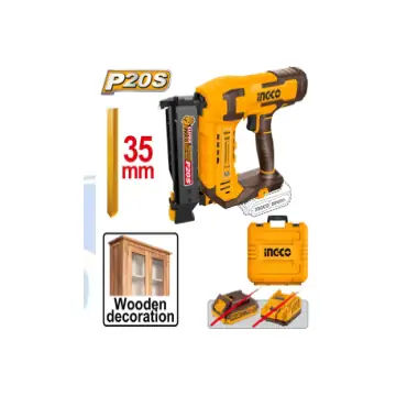 Clavadora 20V tipo de uña: 10-35mm capacidad del cargador: 140 piezas con 3600 clavos alfiler 25mm boquilla de aire de 1 pieza 1pcs pin maletin plastico, sin bateria