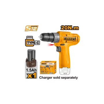 Taladro 12V c/ maletin- 1 bateria y sin cargador-torque de 20n-mandril 10mm