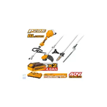 Desmalezadora 4-1 40V BL -con carrete de hilo - cuchilla- cortacerco-espada con 2 baterias de 4a + cargador doble 4a